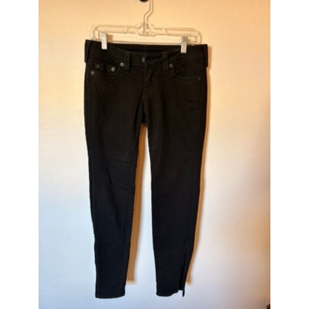 True Religion Gwen Skinny Jeans Black Low Rise Size 28 Zipper Ankle Y2K Grunge
